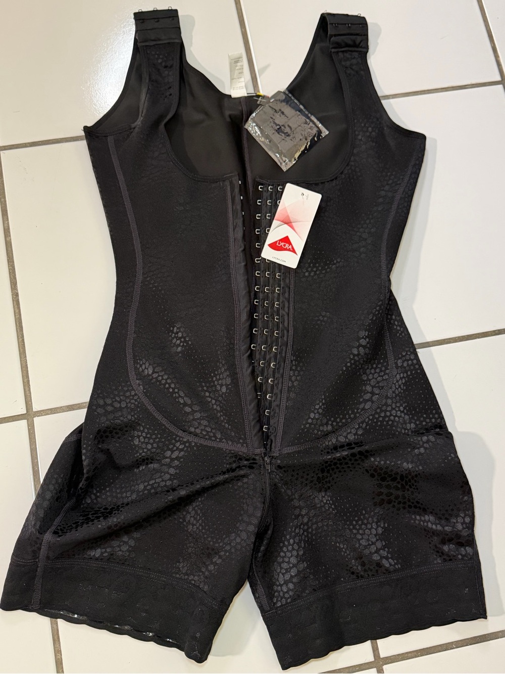 Black Lace-Trim Full Body Shaper Romper